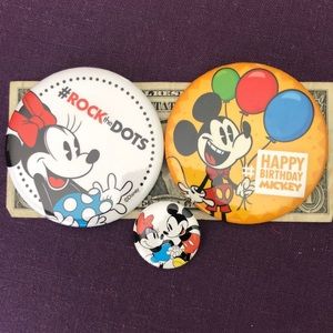 🌞disney mickey mouse button pins,set of 3